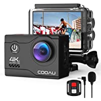 COOAU Cámara Deportiva 4K WiFi 20MP Camara Acción Sumergible Agua de 40M con Control Remoto y Micrófono Externo- Camara…